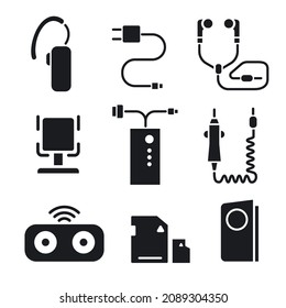 mobile phone accessories and digital equipments icons set