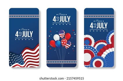 Mobile phone american flag illustration for america united states national day 4th july with blue background