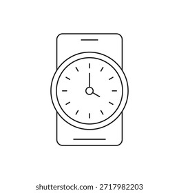 Mobiltelefon mit analogem Uhrensymbol für Zeitpläne.