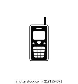 Mobile phone with antenna icon in black flat glyph, filled style isolated on white background