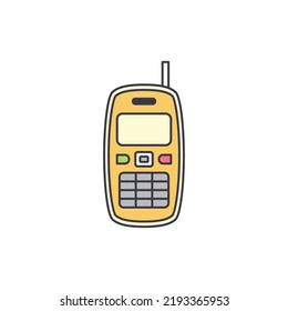 Mobile phone with antenna icon in color, isolated on white background 