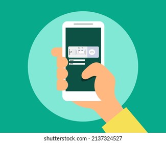 Mobile Phone With Antigen Test Kit Picture. Cartoon Vector Style For Your Design