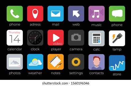 Mobile phone app ,icons icons set vector design