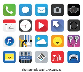 Aplicación de teléfono móvil, iconos configurar diseño vectorial