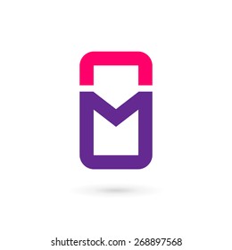 Mobile phone app letter M logo icon design template elements
