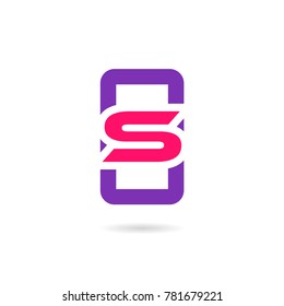 Mobile phone app letter S logo icon design template elements for Web, mobile technology and app developers