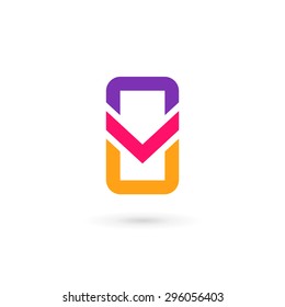 Mobile phone app letter V logo icon design template elements 