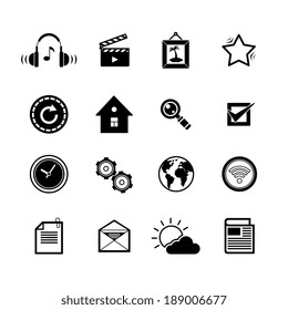 Mobile phone app search settings mail icons set  isolated vector illustration