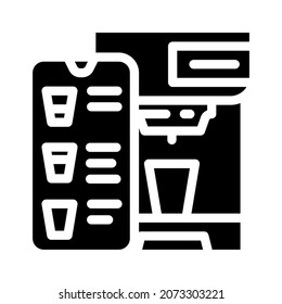 mobile phone application for control coffee machine glyph icon vector. mobile phone application for control coffee machine sign. isolated contour symbol black illustration