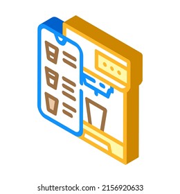 mobile phone application for control coffee machine isometric icon vector. mobile phone application for control coffee machine sign. isolated symbol illustration