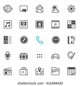 Mobile Phone application icons with White Background