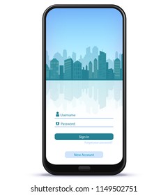 Mobile Phone With Application Login Screen