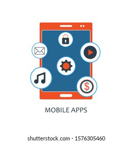 Mobile phone with application. Smartphone with application icons.vector