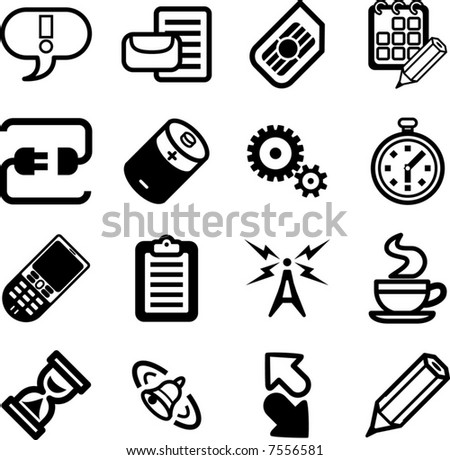 Mobile Phone Applications GUI Icon Series Set.  A vector Mobile Phone Applications GUI Icon Series Set