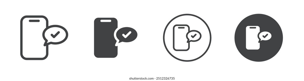 Symbol für Mobiltelefongenehmigungsnachricht Vektor-Logo-Umriss