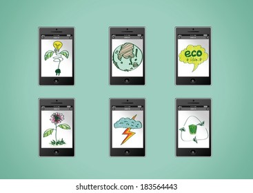 mobile phone apps eco concept idea illustration