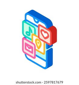 mobile phone apps hybrid work isometric icon vector. mobile phone apps hybrid work sign. isolated symbol illustration