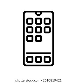 mobile phone apps hybrid work line icon vector. mobile phone apps hybrid work sign. isolated contour symbol black illustration
