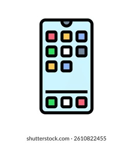 mobile phone apps hybrid work color icon vector. mobile phone apps hybrid work sign. isolated symbol illustration