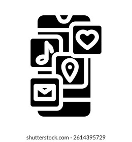 mobile phone apps hybrid work glyph icon vector. mobile phone apps hybrid work sign. isolated symbol illustration
