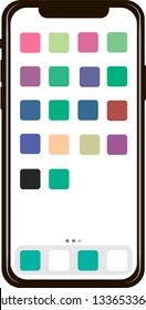 Mobile phone with apps on the screen. Smartphone simple illustration