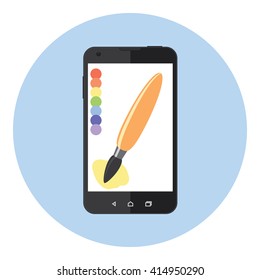 Mobile Phone With Art Brush On The Screen