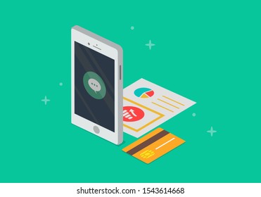 mobile phone and atm card vector illustration