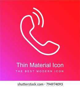 Mobile phone auricular part outline with call sound lines red and pink gradient material white icon minimal design