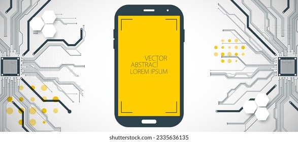 Mobile phone background. Вig data flow processing concept, cloud database. Abstract technology CPU theme illustration.