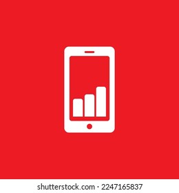 Mobile phone and bar chart icons, graphic resource templates, vector illustrations.