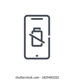Handy mit Batterieproblem Symbol. Smartphone mit totem Vektorgrafik-Umriss für Batterie.
