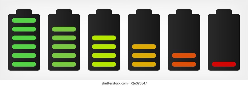 Vector plano de estado de la batería del teléfono móvil.