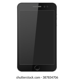 Mobile phone black with buttons on a gray background. Mobile Vector.