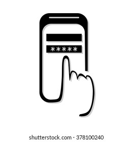 Mobile phone black and white icon.