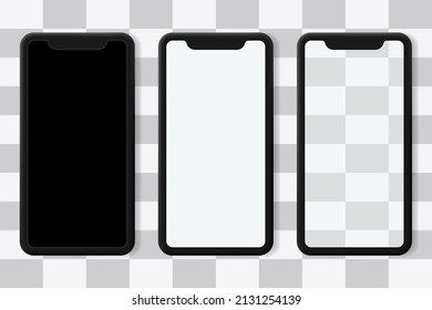 Mobile phone black, white and transparent screen. Smartphone mockup for web, inforgraphics or presentation. Banner for sale.