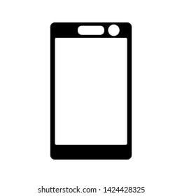 Mobile phone with blank screen in flat style - stock vector illustration.