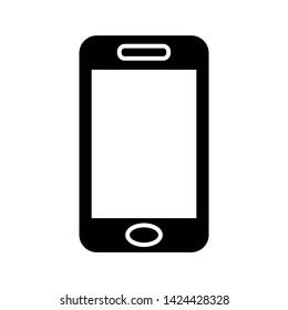 Mobile phone with blank screen in flat style - stock vector illustration.