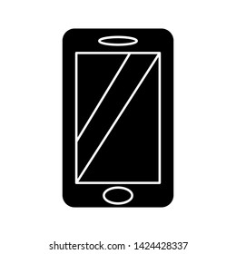 Mobile phone with blank screen in flat style - stock vector illustration.