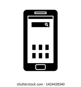 Mobile phone with blank screen in flat style - stock vector illustration.