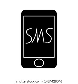 Mobile phone with blank screen in flat style - stock vector illustration.