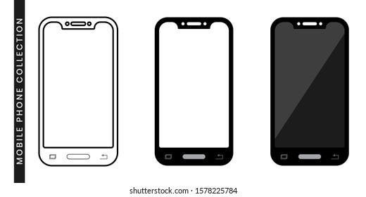 Mobile phone with a blank screen and flat style with isolated on a white background. mock-up template design, smartphone icon. Vector illustration element