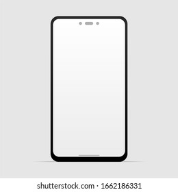 Teléfono móvil con pantalla en blanco. Teléfono inteligente vector de estilo plano. Broma de smartphones realista
