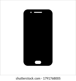 Mobile phone with blank screen. Flat style on white background