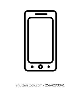 Mobile phone with blank screen. Flat style on white background