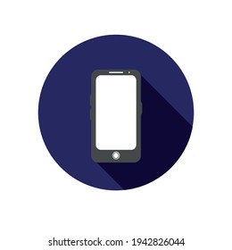Teléfono móvil con icono de pantalla en blanco. Ilustración vectorial plana