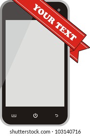 mobile phone with blank screen isolated on white background.