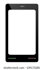 Mobile phone with blank screen isolated on white background. Vector.
