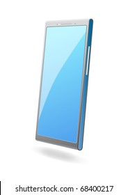  mobile phone with blank screen isolated on white background