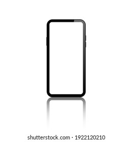 mobile phone blank screen vector mock up. realistic smartphone empty screen mockup.  isolated cellphone white background with reflection.