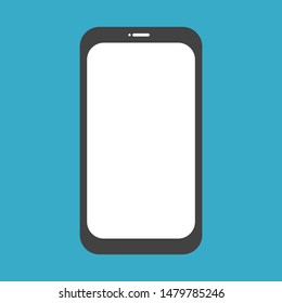 mobile phone with blank white screen isolated in blue background. vector illustration 